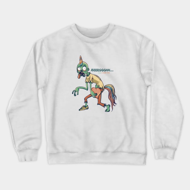 Zombie Unicorn Crewneck Sweatshirt by pixengalore